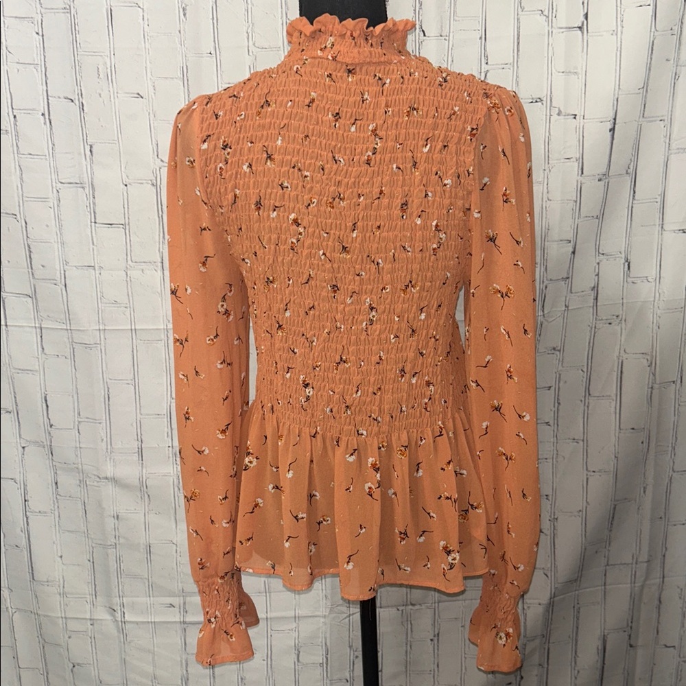Sweet Rain Orange Floral Smocked Blouse - Picture 4 of 5